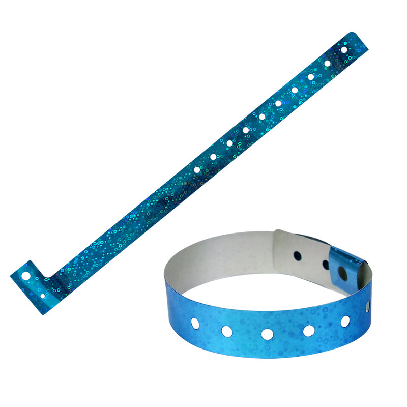 Holographic Plastic Wristbands - Blue (100 PACK)