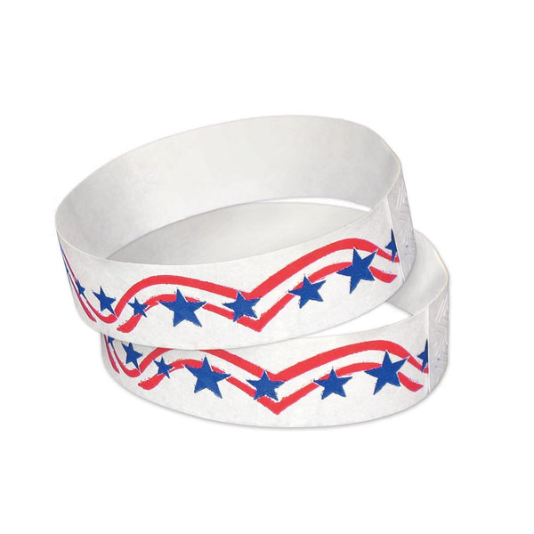 Tyvek Paper Wristbands 3/4" Stars Stripes (500 PACK)